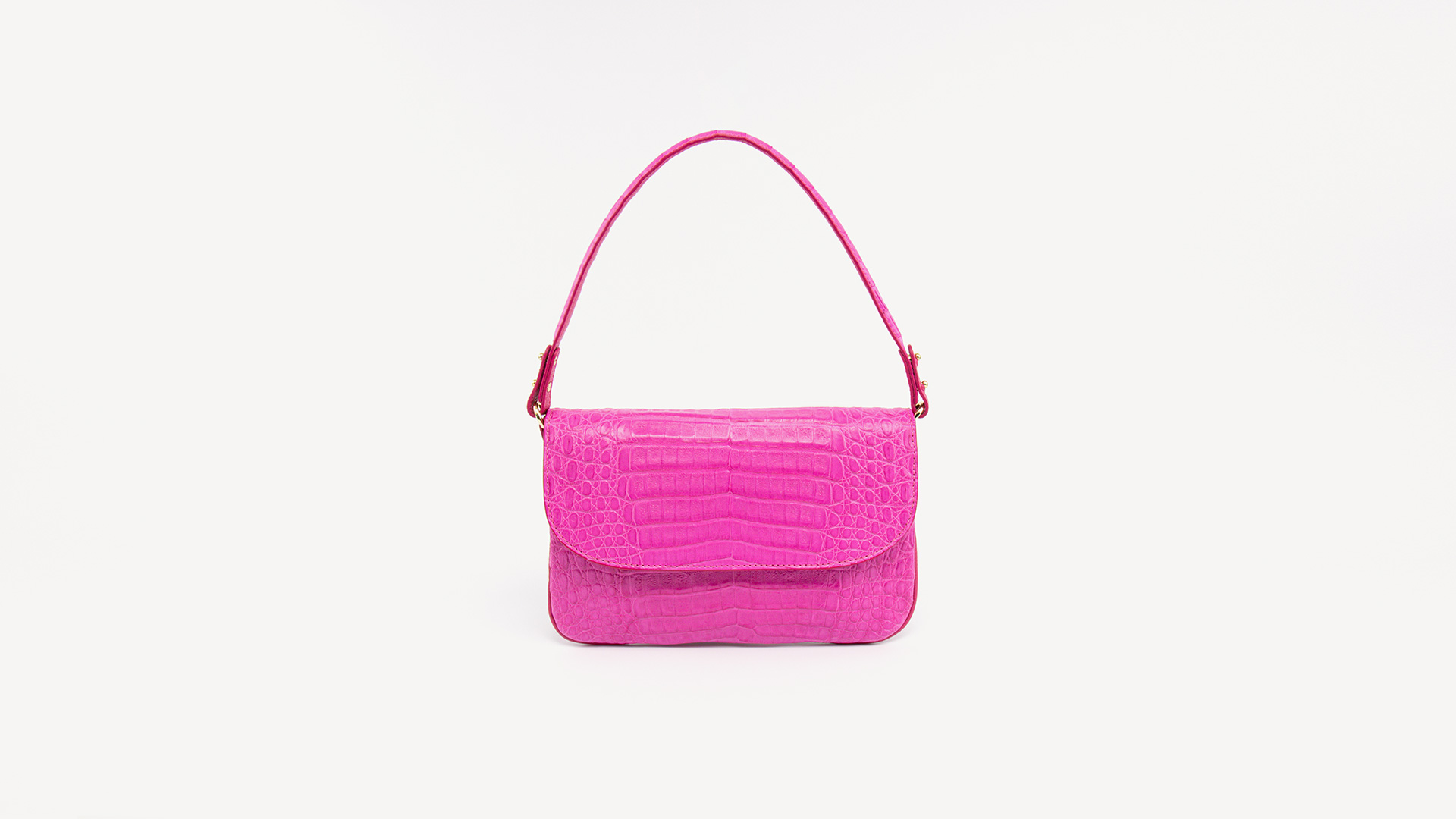 Pink shoulder bag, crocodile handbag. LUISA-Front-CFW210009-022-PNB-1
