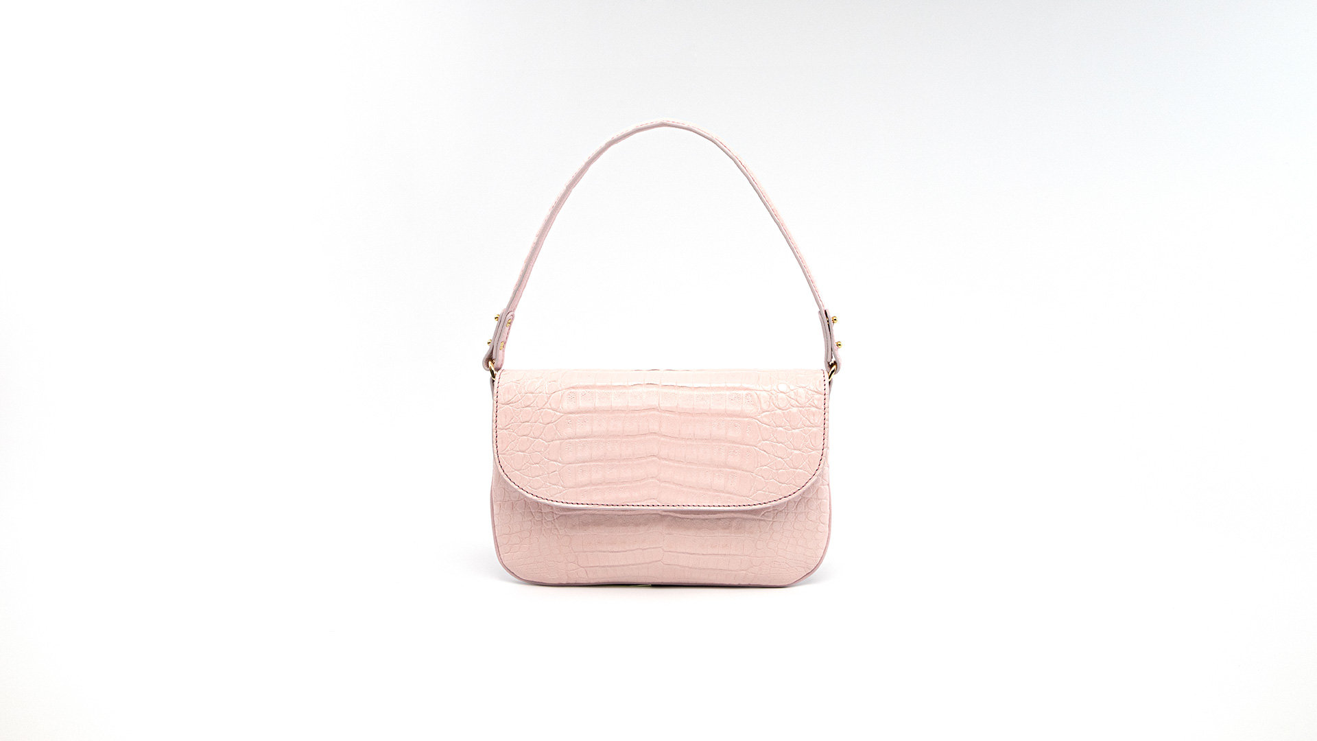 Rosé baguette bag, crocodile handbag. LUISA-Front-CFW210009-021-RSE-1