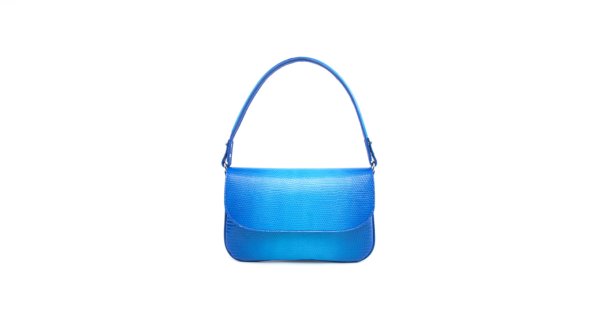 Turquoise baguette bag, lizard handbag. LUISA-Front-CFW210009-040D-BLE-1