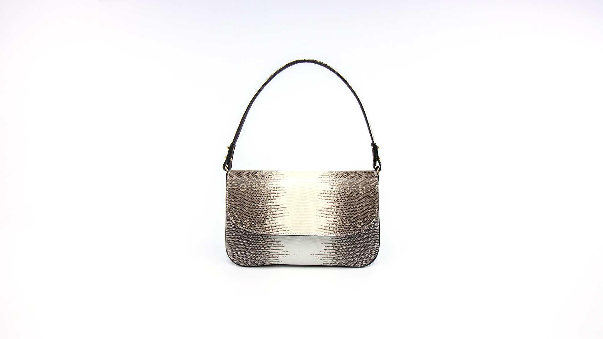 Cream baguette bag, lizard handbag. LUISA-Front-CFW210009-041-NTL-1