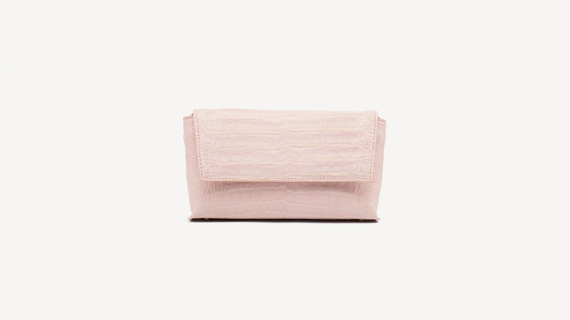 Rosé clutch bag, crocodile handbag. MALALA-Front-CFW210017-022-RSE-1