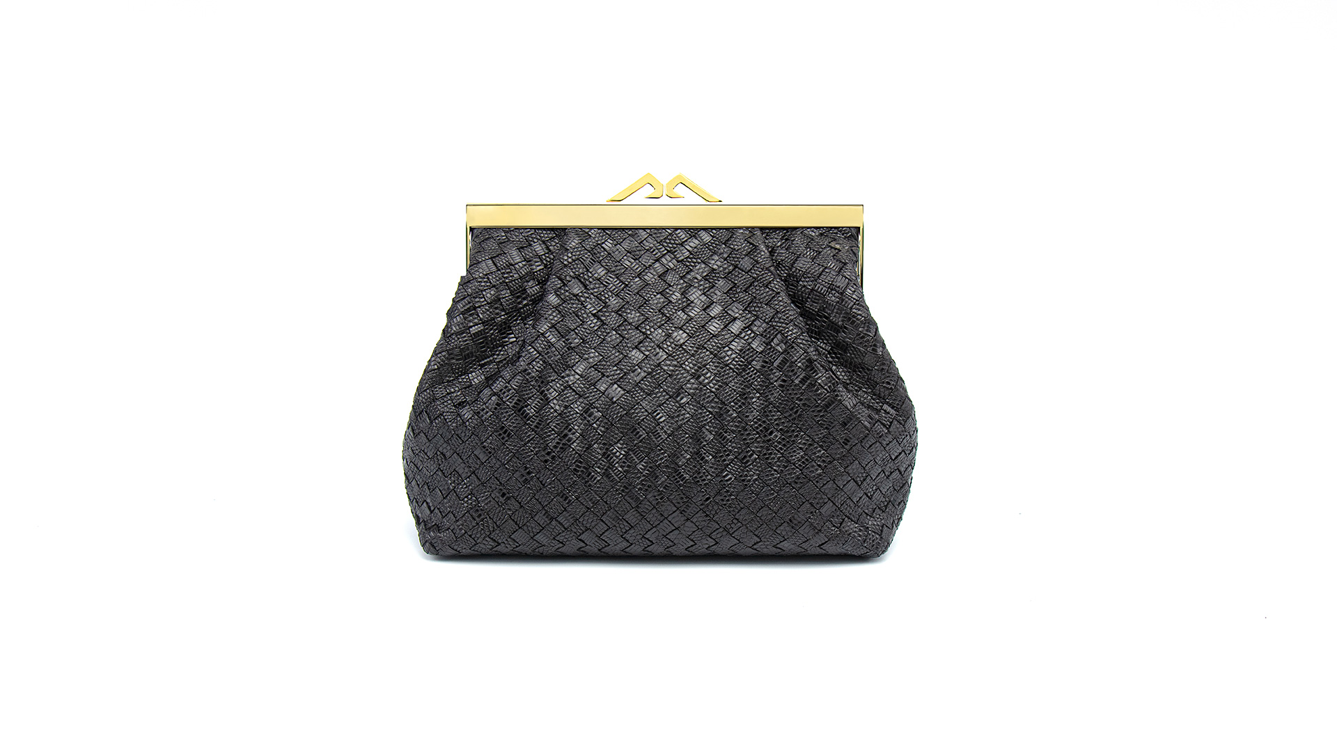 Black clutch bag, lizard handbag. NATALIA-Front-CRC2200021-043-BKI-1