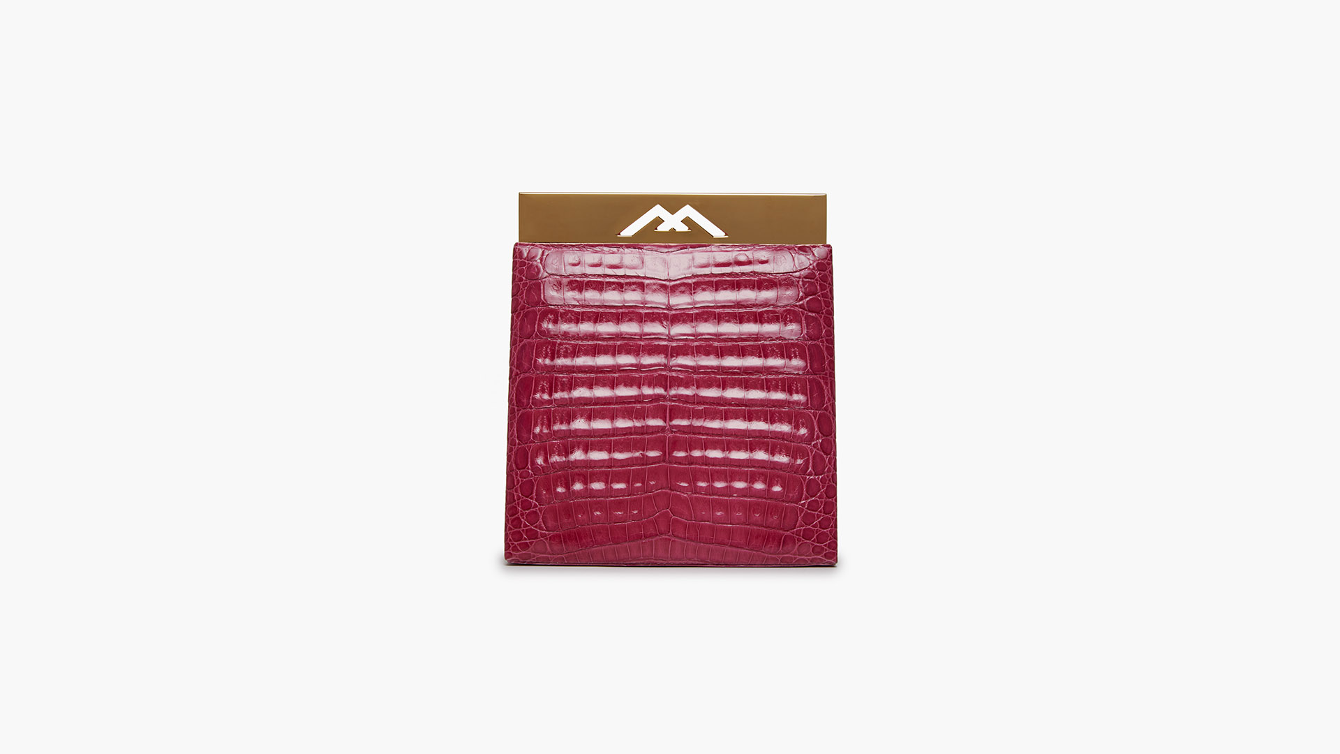 Fuchsia frame bag, crocodile handbag. CARMEN. Front. CFW210020-021 FUG