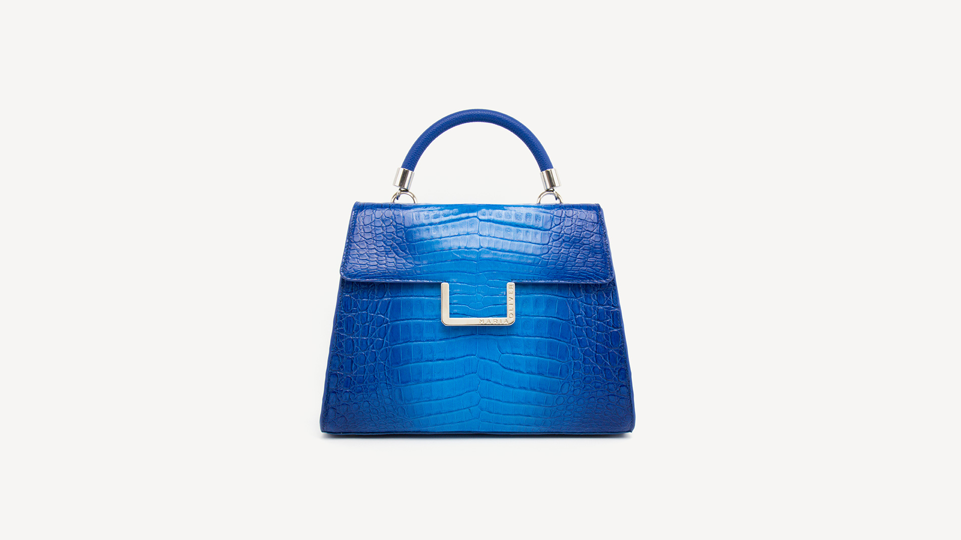 Turquoise purse bag, Crocodile handbag. MICHELLE-Front-CRC220026-020D-BLE-1