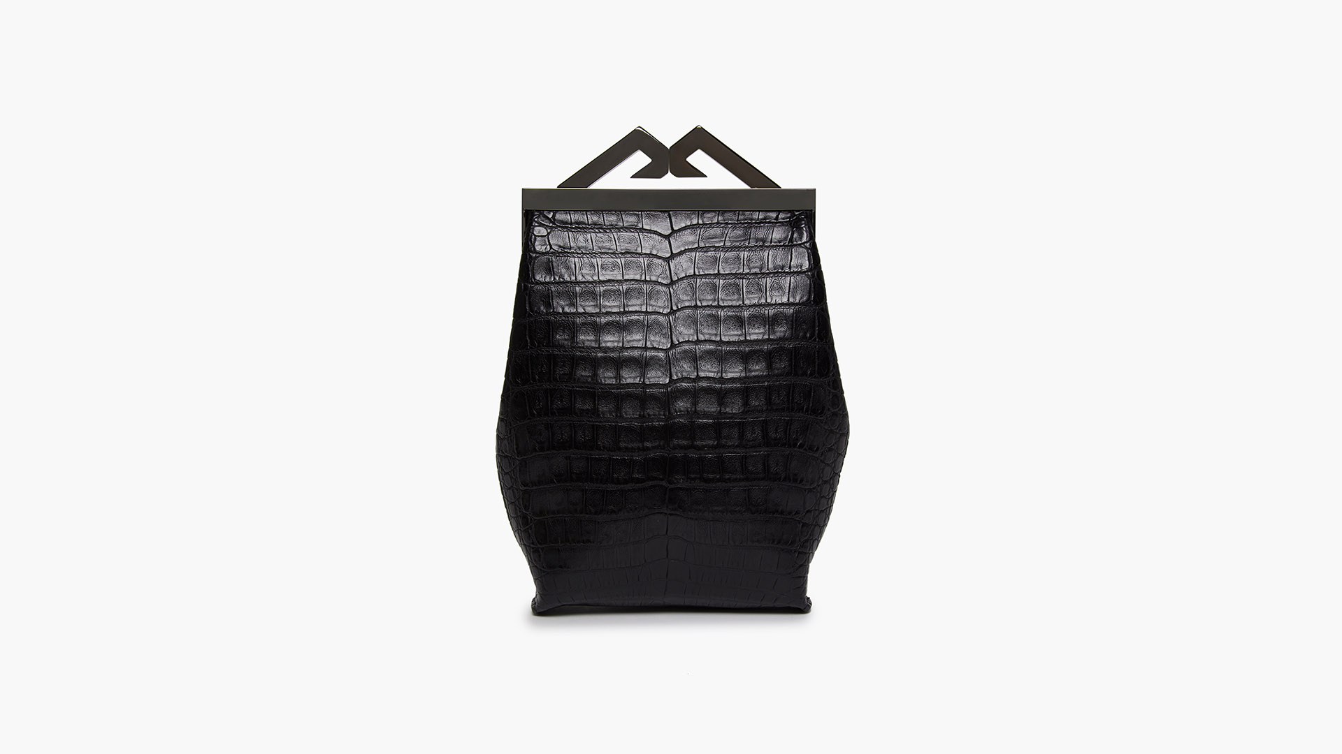 Mate black purse bag, crocodile handbag. EVA. Front. CFW210019-022 BLA