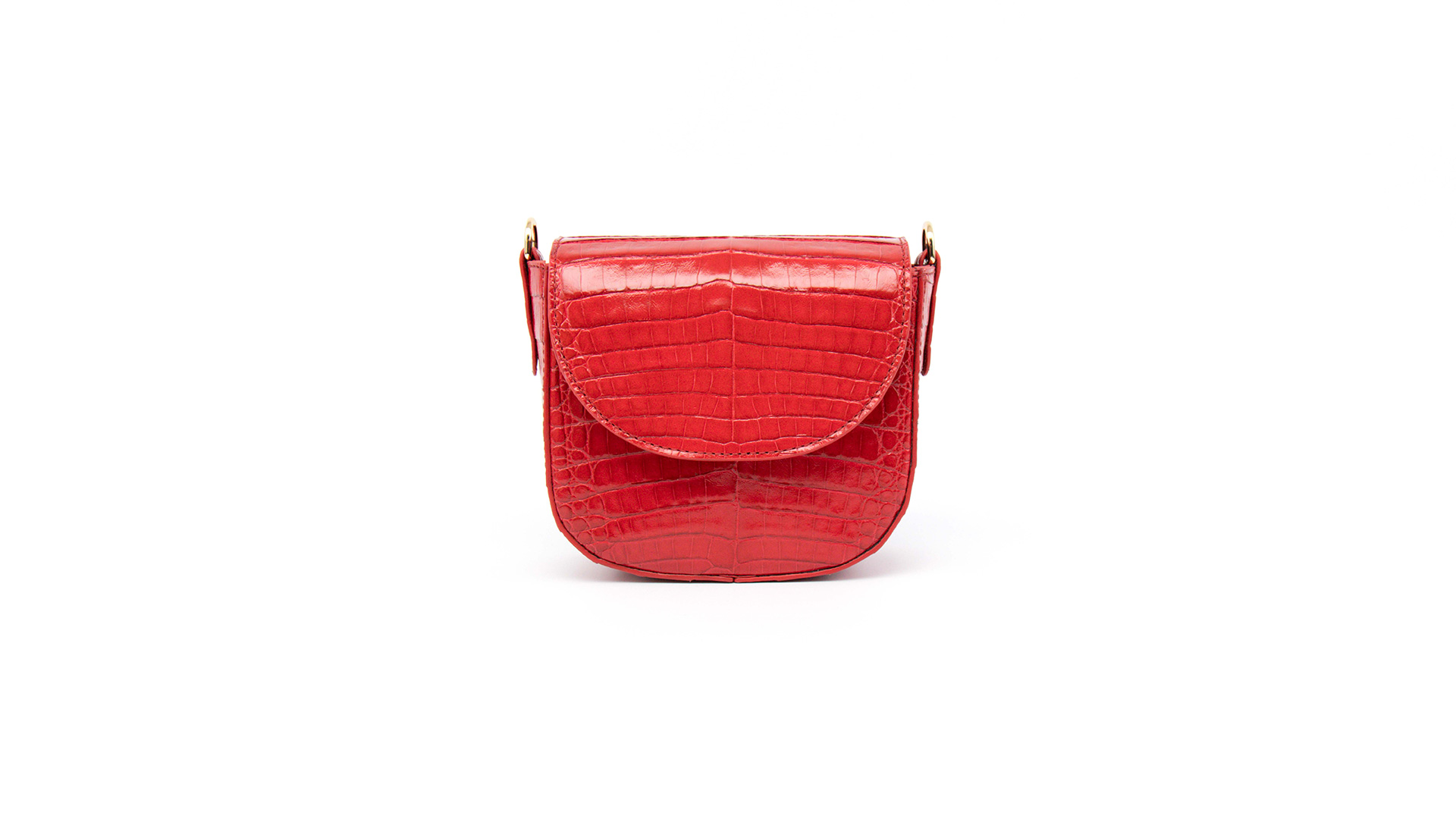 Red saddle bag, crocodile handbag. DIANA-Front-CFW210008-021-REG-1