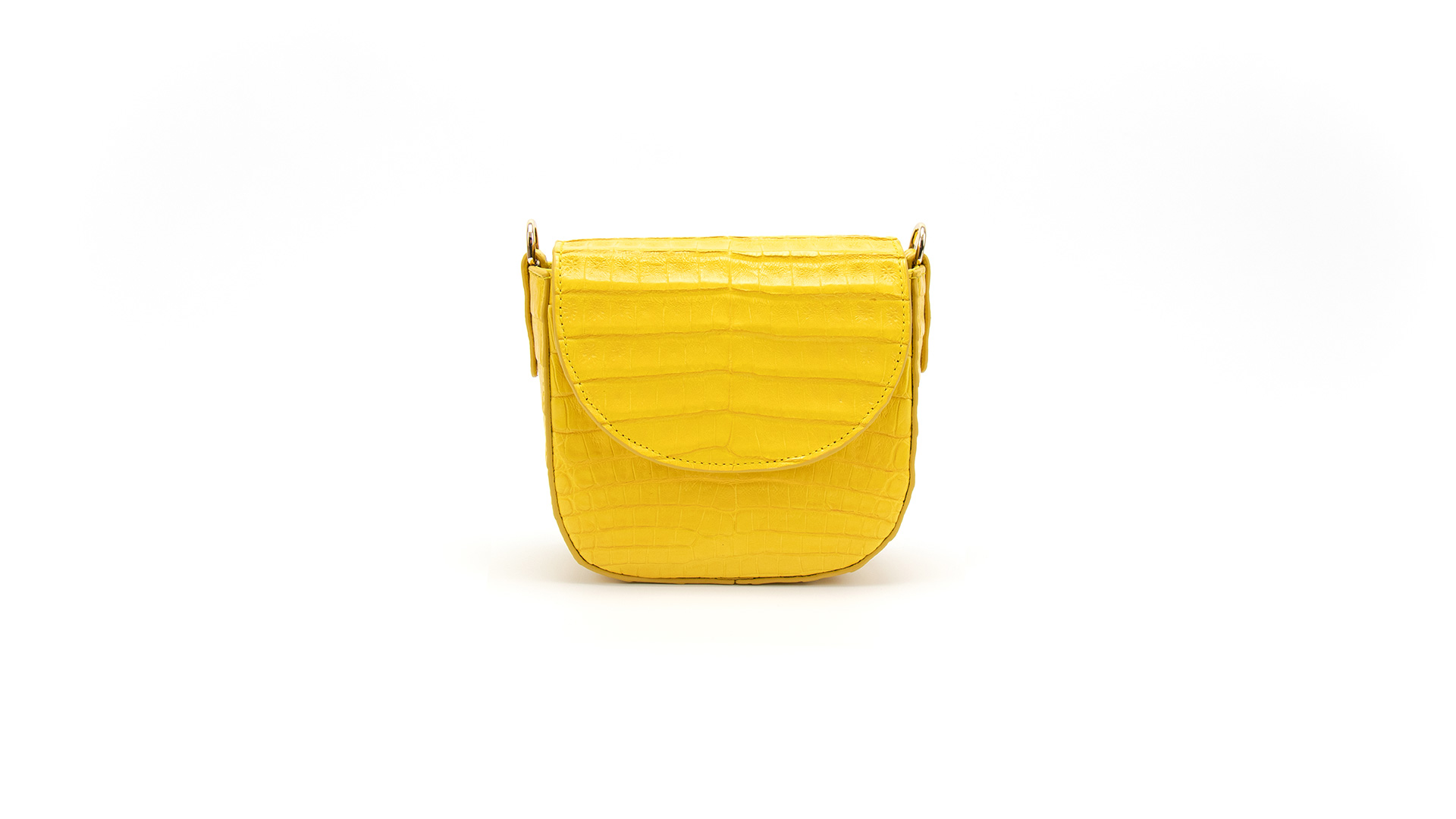 Yellow saddle bag, crocodile handbag. DIANA-DIANA-Front-CFW210008-021-AMG-1