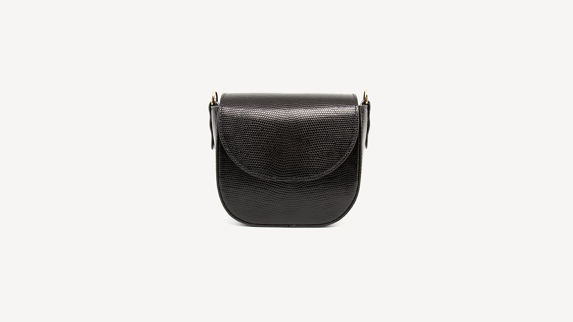 Black saddle bag, lizard handbag. DIANA-Front-CFW210008-042-BLS-1
