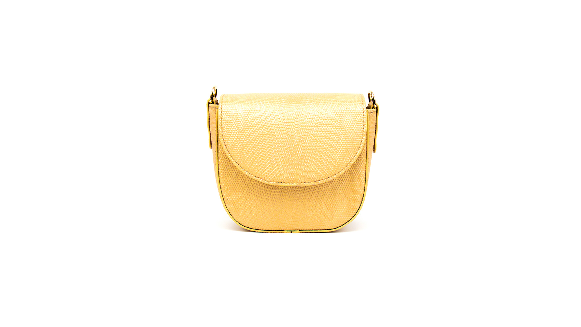 Gold saddle bag, lizard handbag. DIANA-Front-CFW210008-070-FUG-1