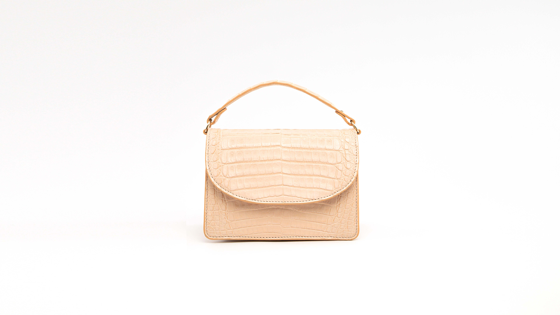 Beige rosé Tophandle bag, Crocodile handbag. VALENCIA-Front-CFW210007-022-BRG-1