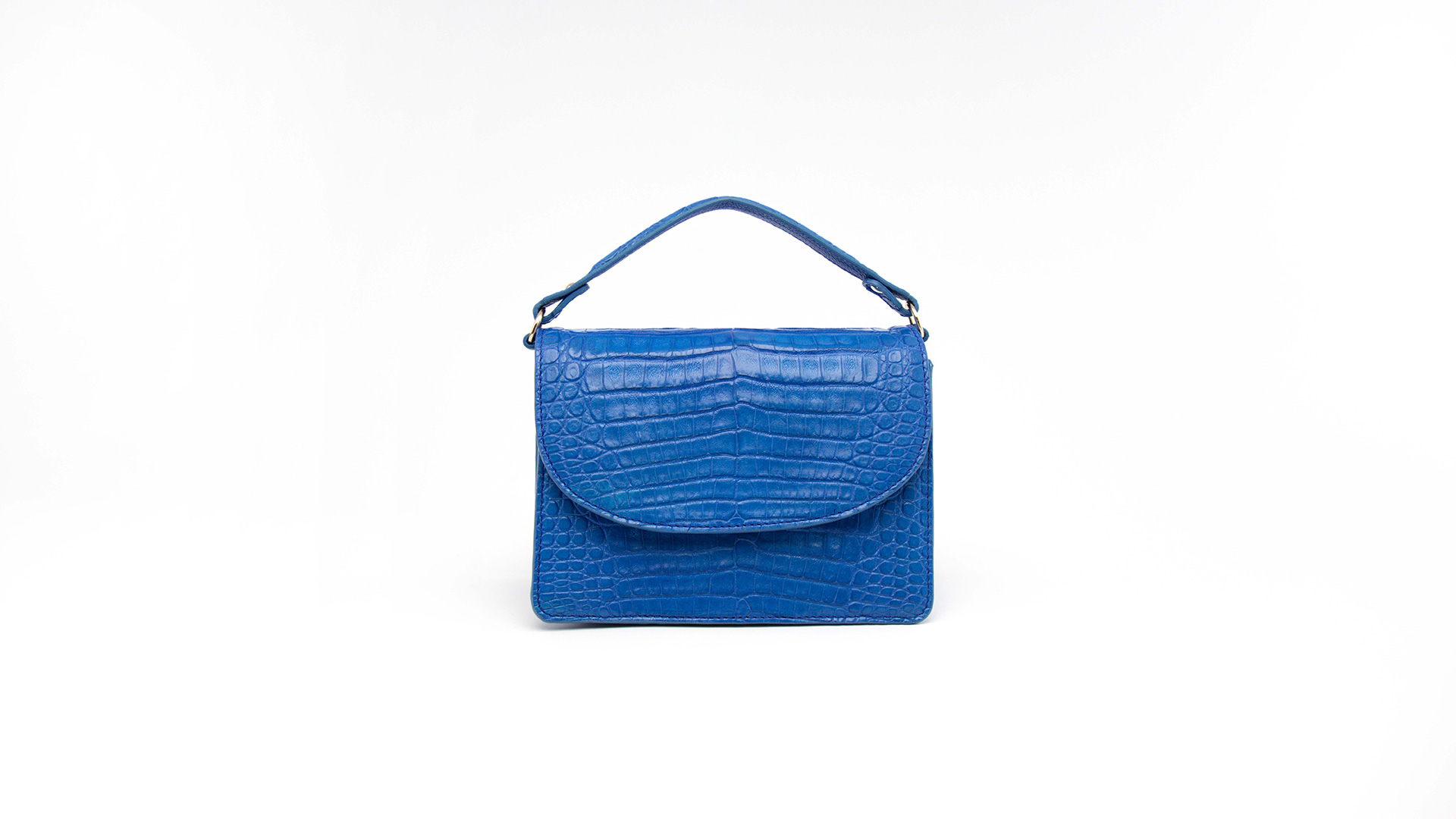 Blue tophandle bag, crocodile handbag. VALENCIA-Front-CFW210007-022-BLG-1