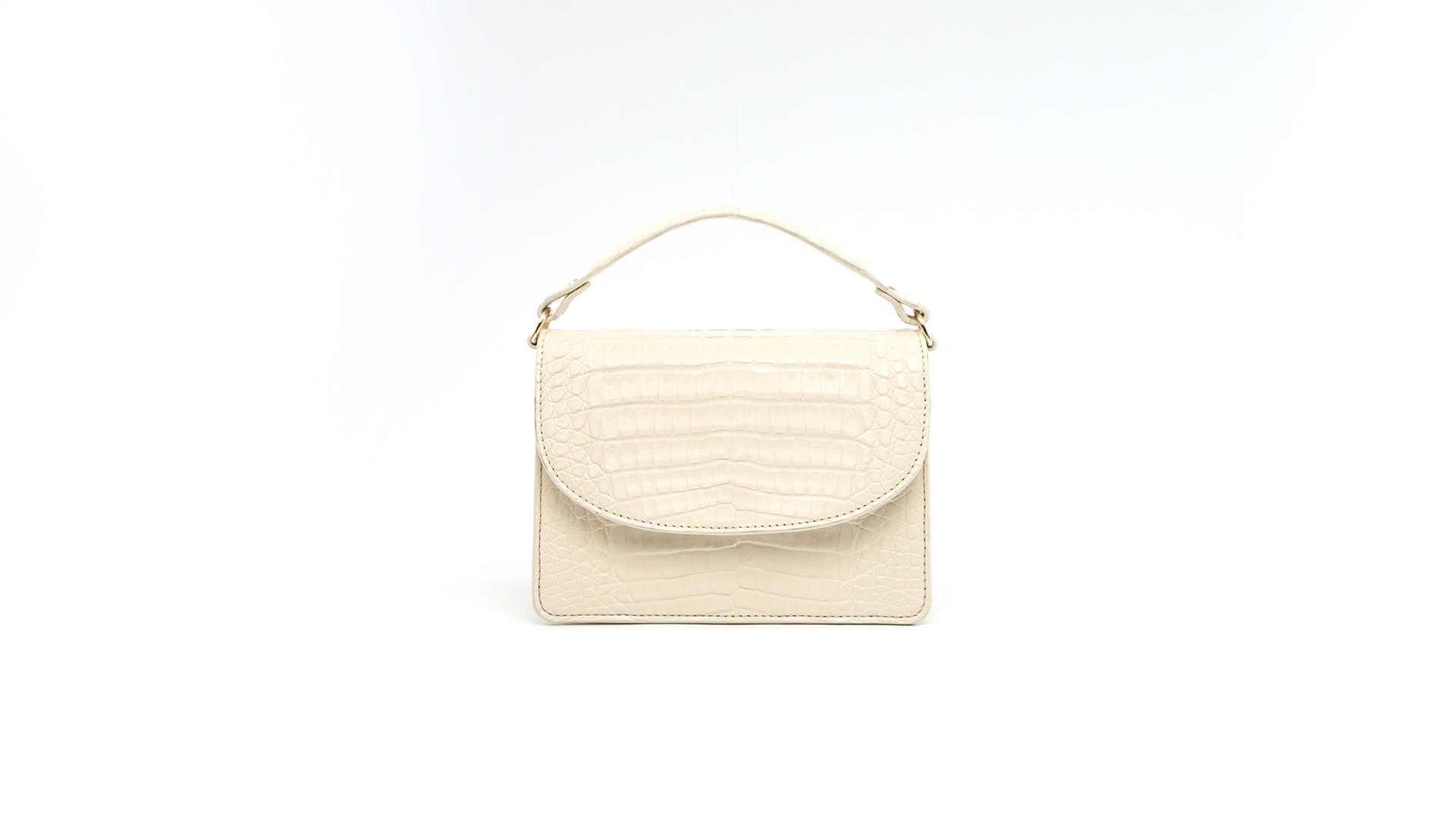 Beige tophandle bag, crocodile handbag. Natural corda. VALENCIA-Front-CFW210007-022-NAC-1