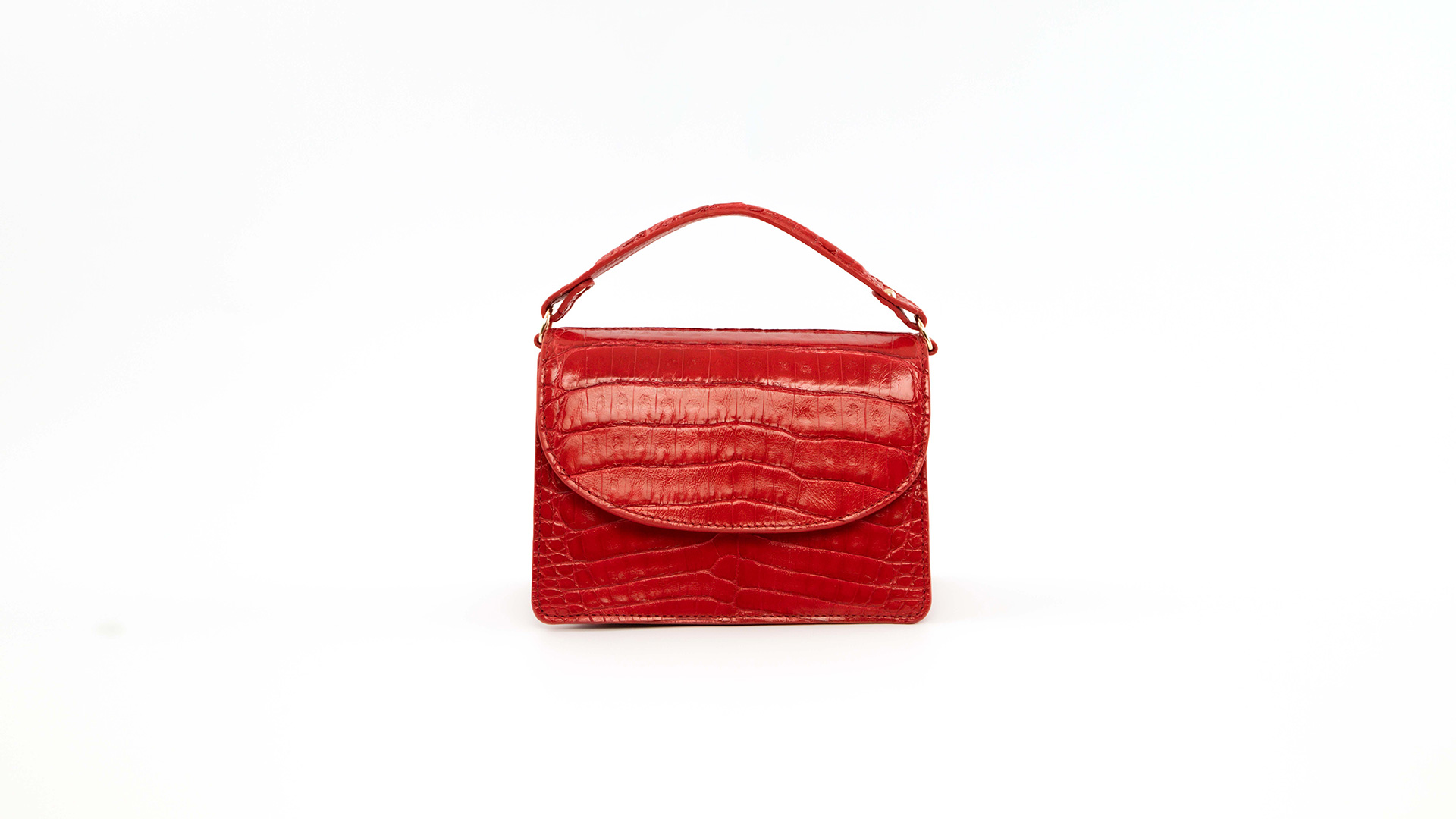Red tophandle bag, crocodile handbag. VALENCIA-Front-CFW210007-021-REG-1