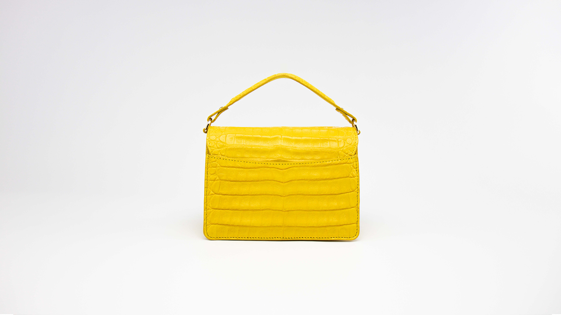 Yellow tophandle bag, Crocodile leather. VALENCIA-Back-CFW210007-021-AMG-1