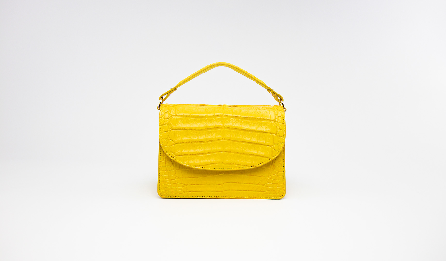 Yellow tophandle bag, crocodile handbag. VALENCIA-Front-CFW210007-021-AMG-1