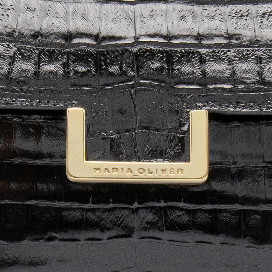 Maria Oliver Women's Sofia Crocodile Clutch - Black One-Size