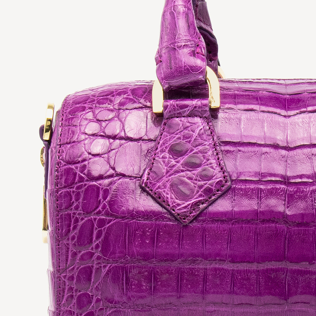 Violet purse bag, Crocodile, Glazed, Gold. Lily – MARIA OLIVER