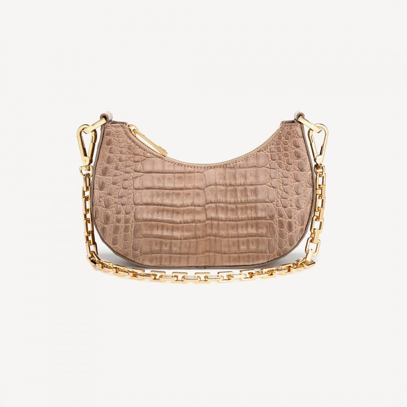 Violet purse mini bag, Crocodile, Glazed, Gold. Small Lily