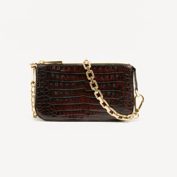 Violet purse mini bag, Crocodile, Glazed, Gold. MINI MICHELLE – MARIA OLIVER