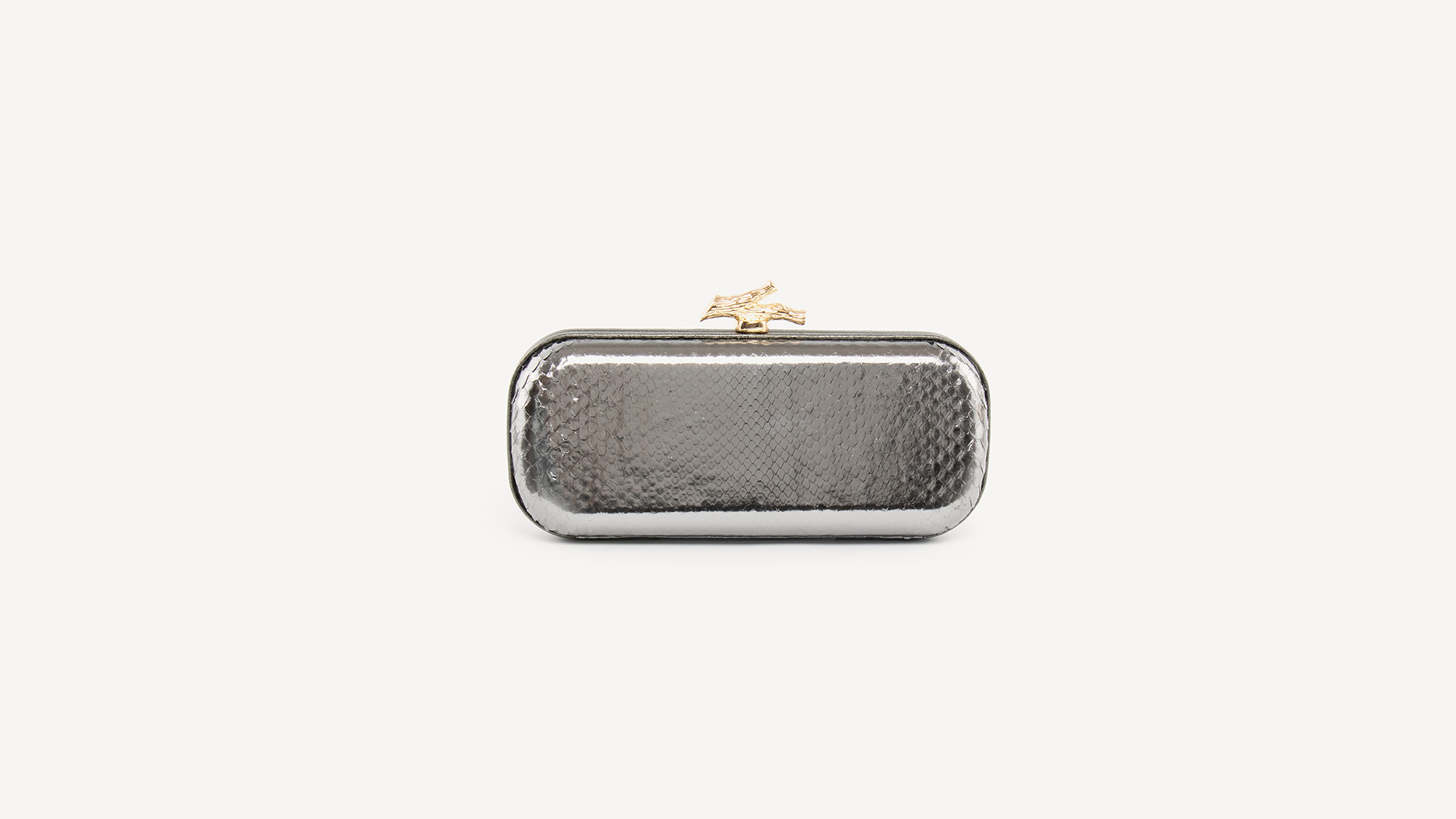 The Row Ash Grey Leather Pouch Clutch, Medium For Sale at 1stDibs